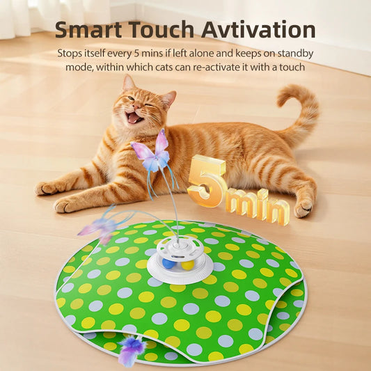 ROJECO Interactive Cat Toy with Feather & Butterfly
