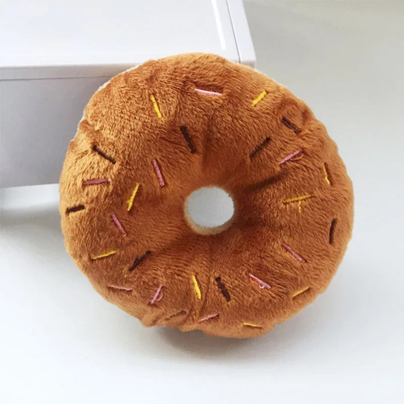 Plush Donut Dog Chew Toy