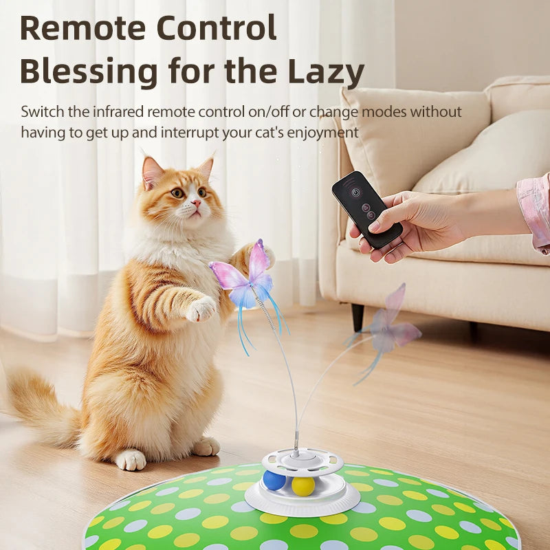 ROJECO Interactive Cat Toy with Feather & Butterfly
