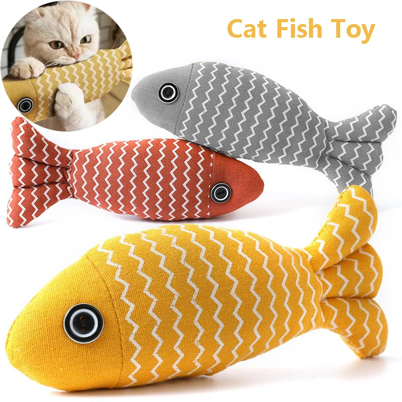 Interactive Fish Cat Toy Pillow