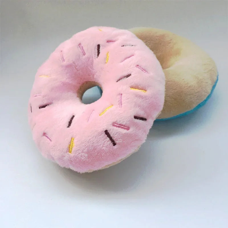 Plush Donut Dog Chew Toy