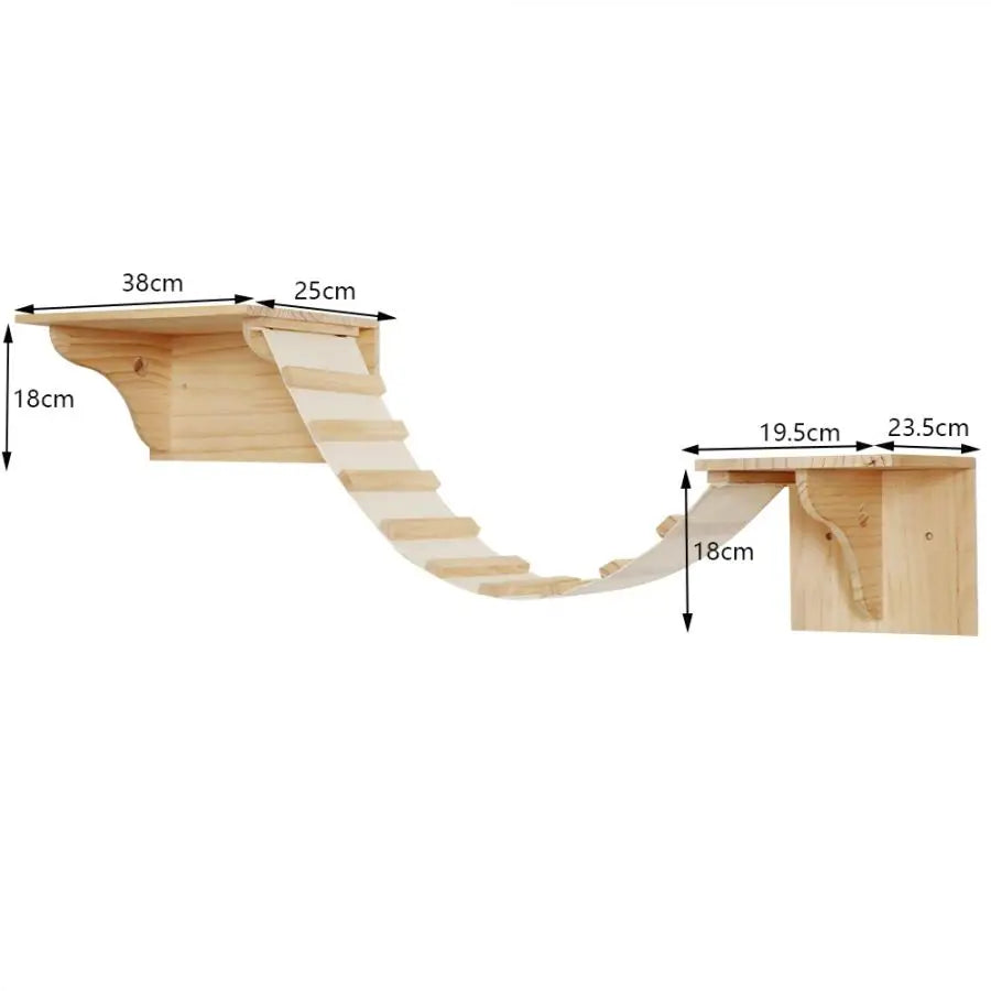 Wall-Mounted Cat Climbing Shelves with Hammock & Scratching Post