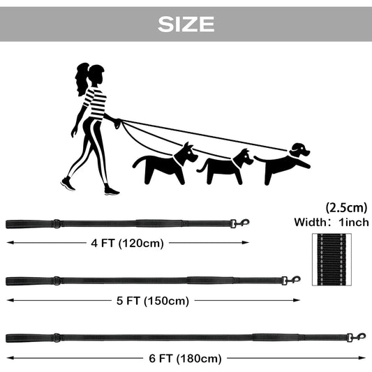 Heavy Duty Reflective Double Handle Dog Leash