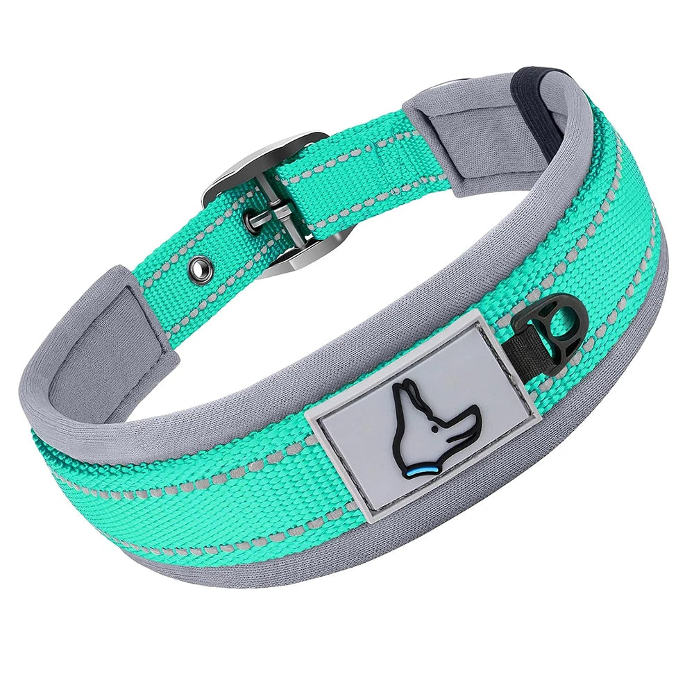Padded Reflective Nylon Dog Collar