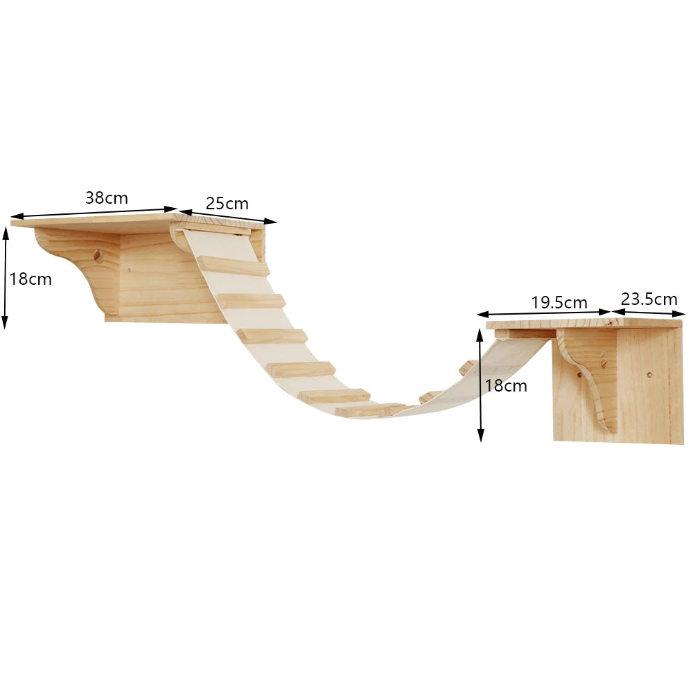 Wall-Mounted Cat Climbing Shelves with Hammock & Scratching Post