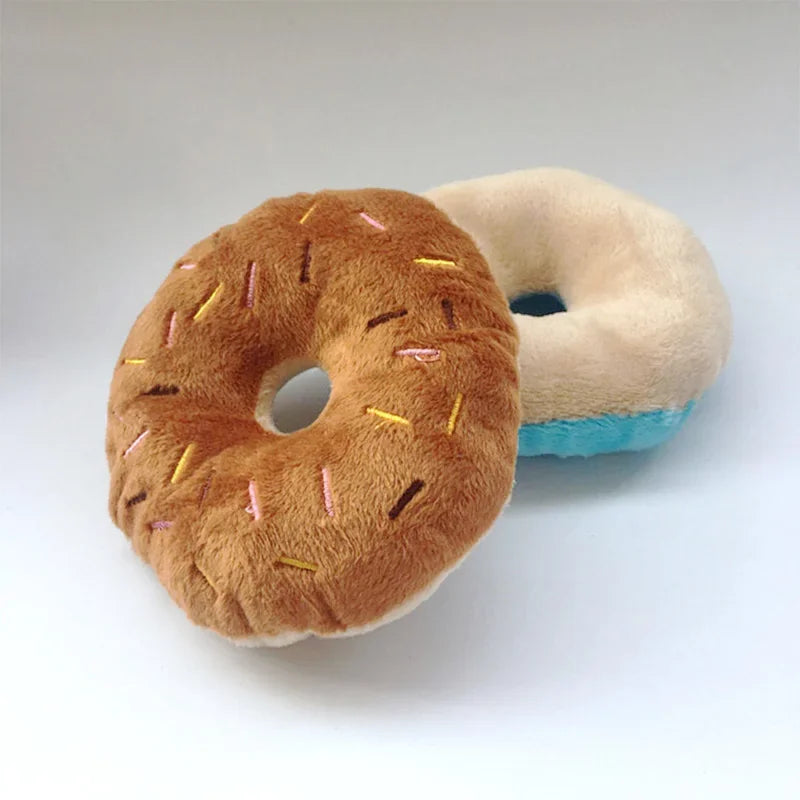Plush Donut Dog Chew Toy