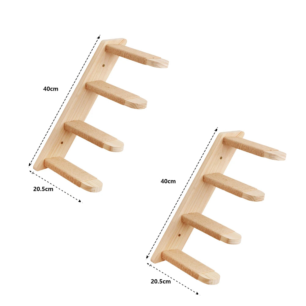 Wall-Mounted Cat Climbing Shelves with Hammock & Scratching Post