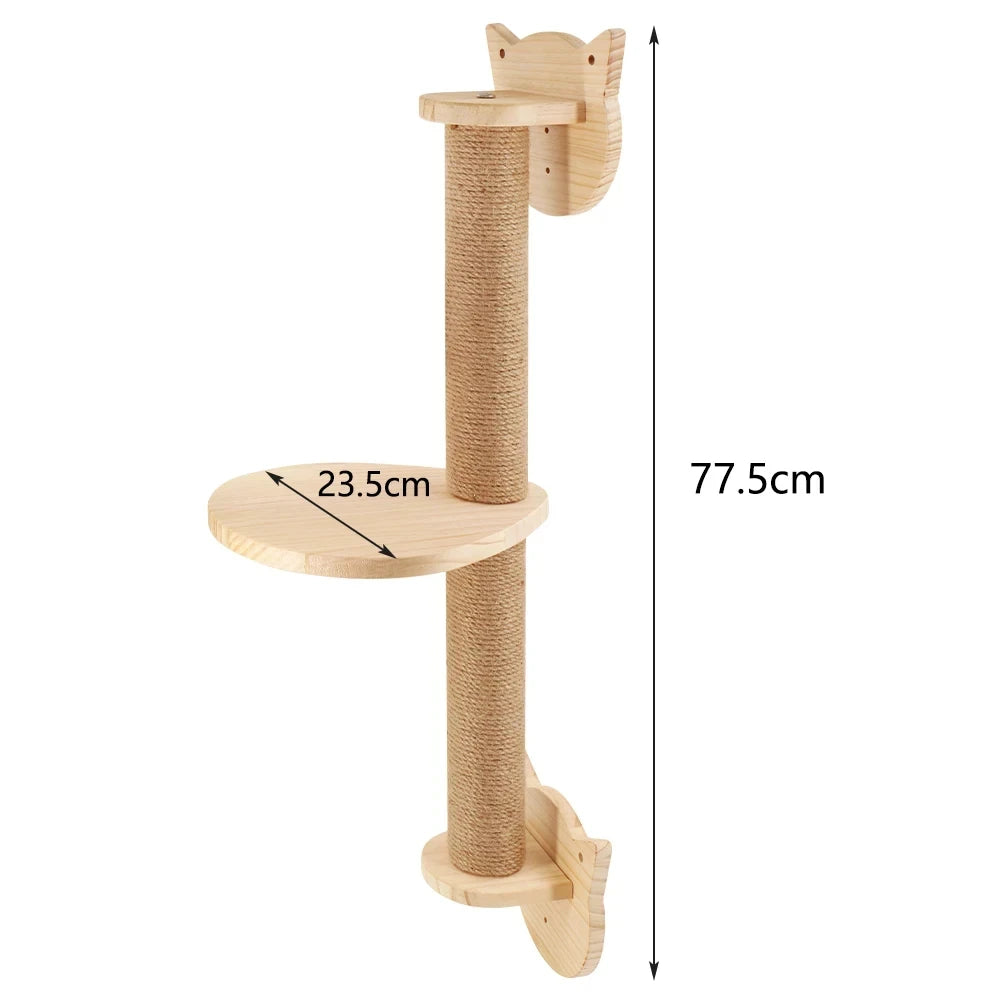 Wall-Mounted Cat Climbing Shelves with Hammock & Scratching Post
