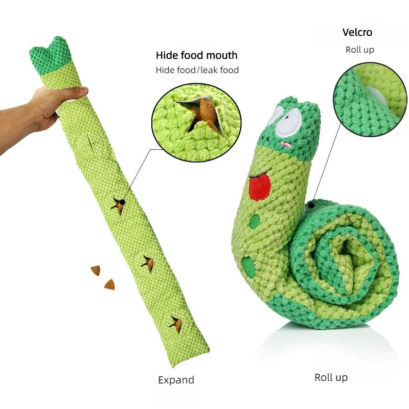 Dog Puzzle Feeder Plush Snail Toy