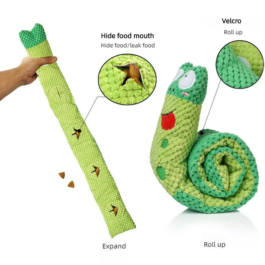 Dog Puzzle Feeder Plush Snail Toy