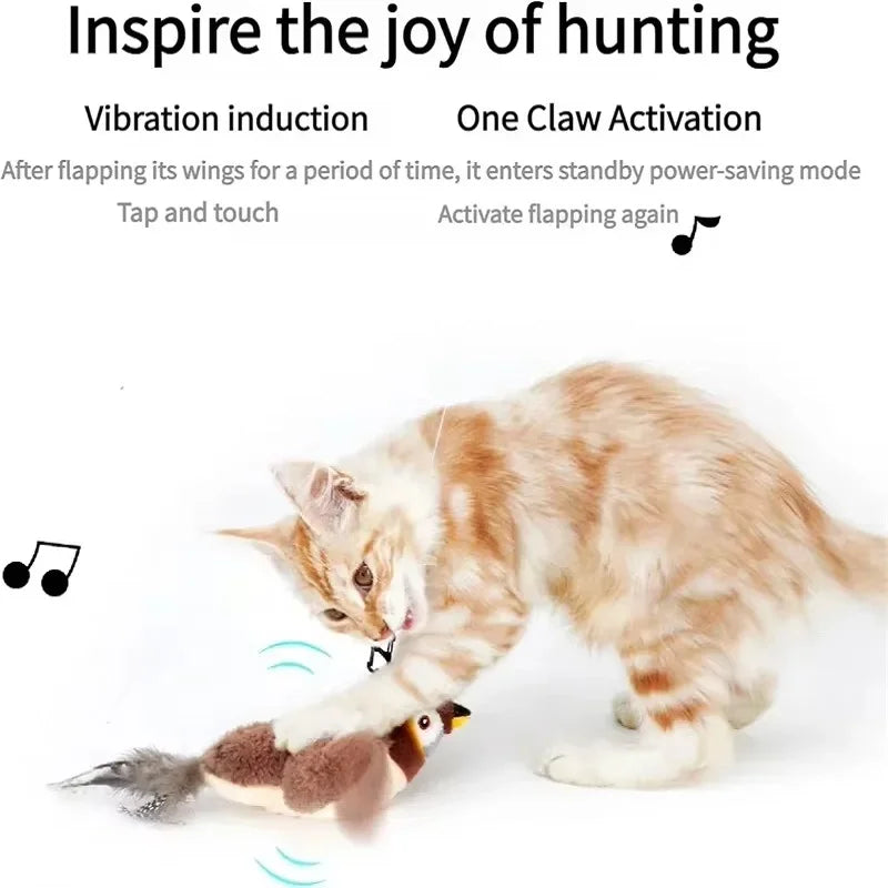 Interactive Flapping Bird Cat Toy with Catnip