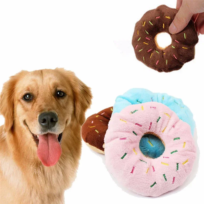 Plush Donut Dog Chew Toy