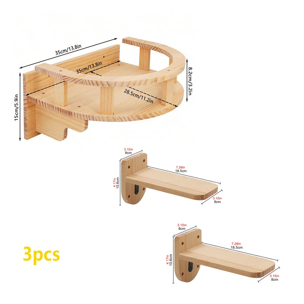 Wall-Mounted Cat Climbing Shelves with Hammock & Scratching Post