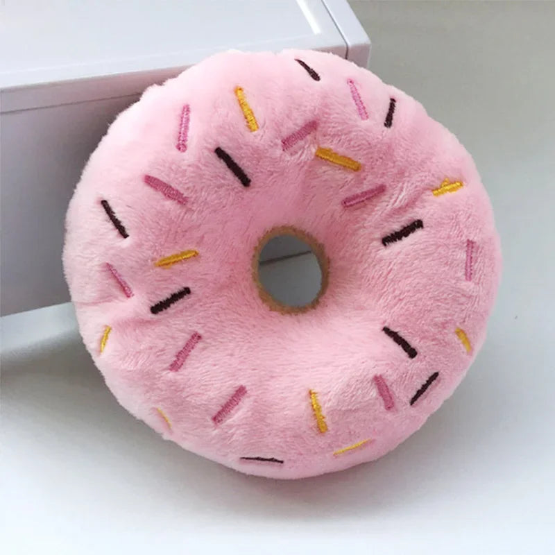 Plush Donut Dog Chew Toy