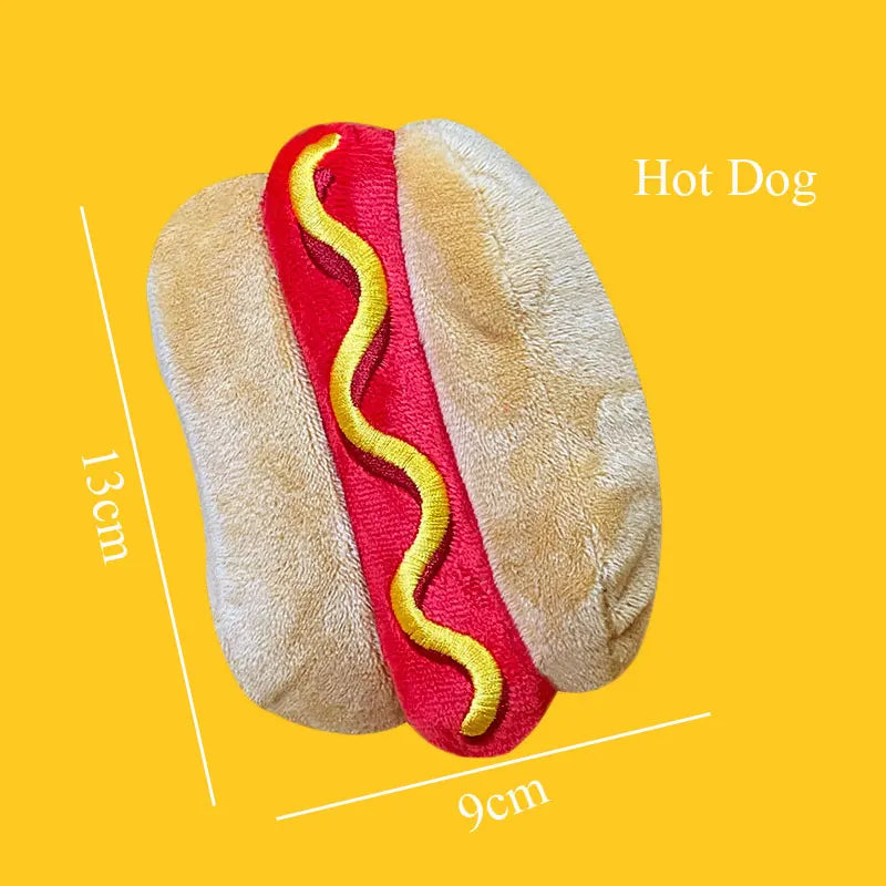 Squeaky Plush Dog Toys – Food Shapes