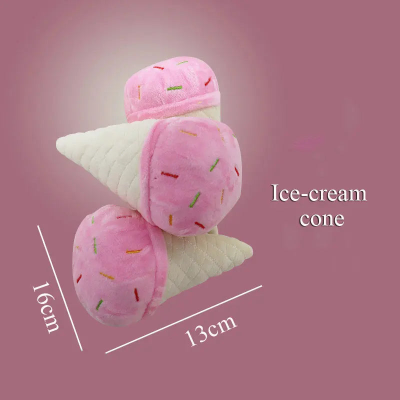 Squeaky Plush Dog Toys – Food Shapes