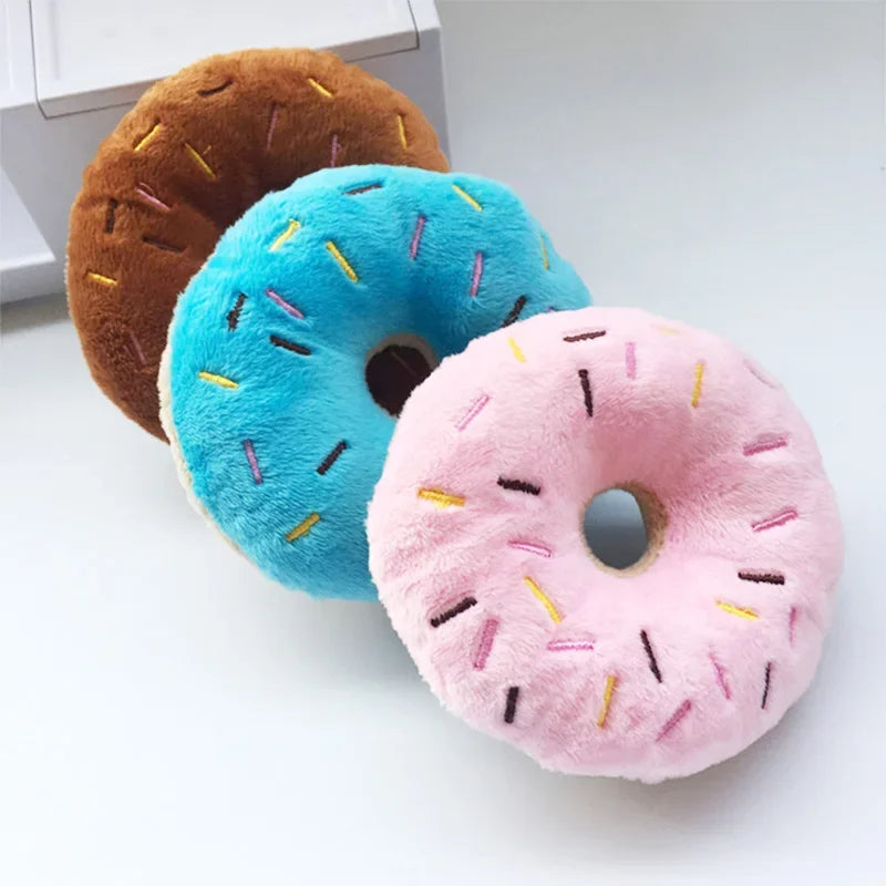 Plush Donut Dog Chew Toy