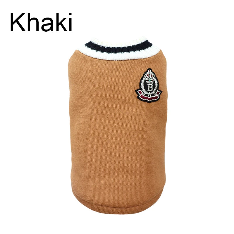 V-Neck Knit Dog Sweater