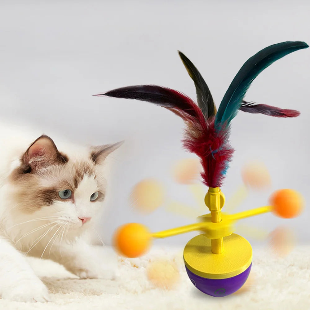 Cat Toy Set with Wand, Spinning Ball & Teaser Balls