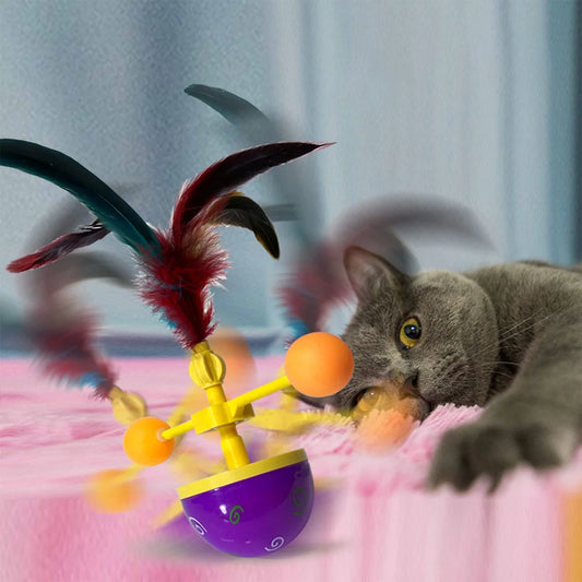 Cat Toy Set with Wand, Spinning Ball & Teaser Balls