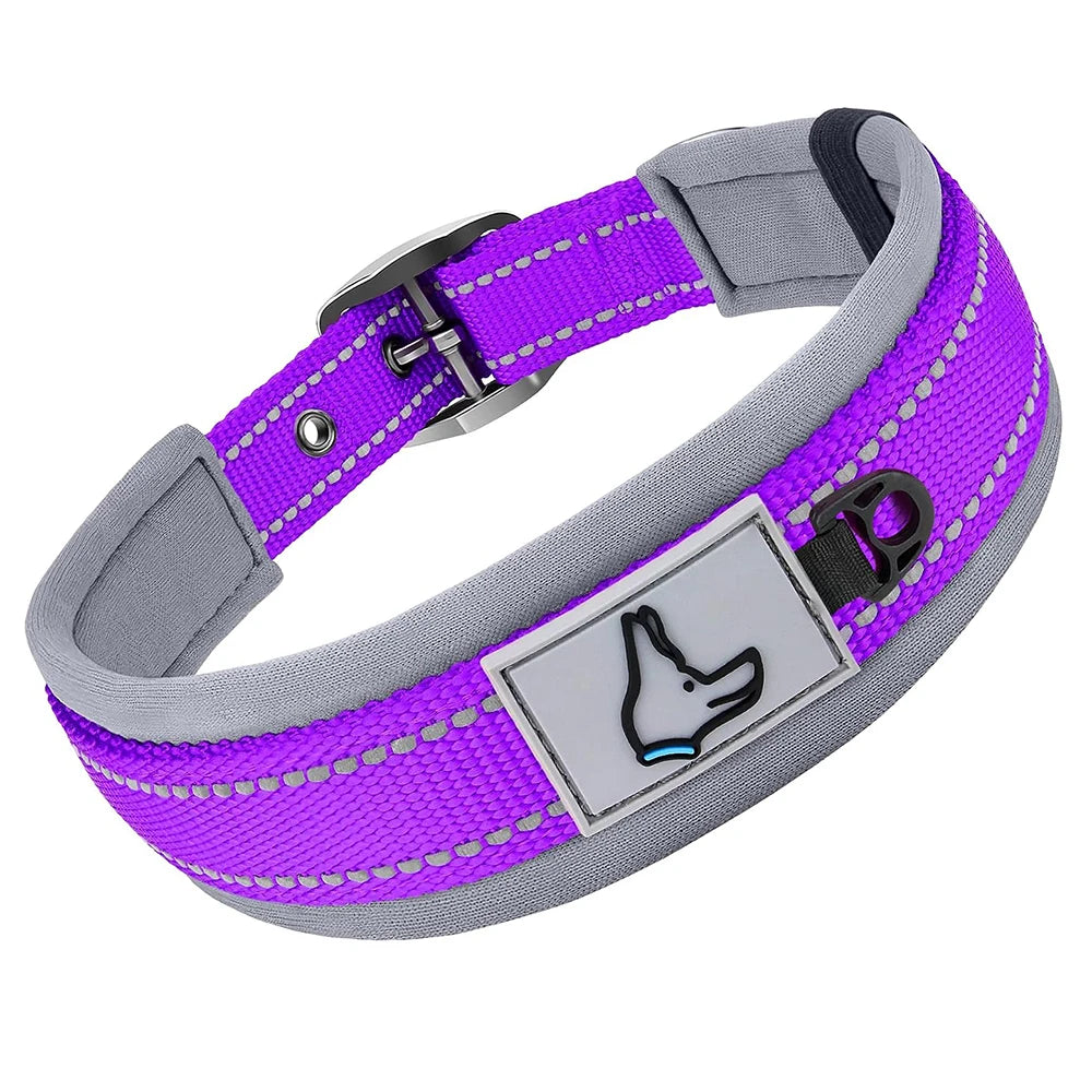 Padded Reflective Nylon Dog Collar