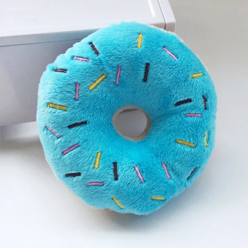Plush Donut Dog Chew Toy