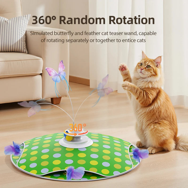 ROJECO Interactive Cat Toy with Feather & Butterfly