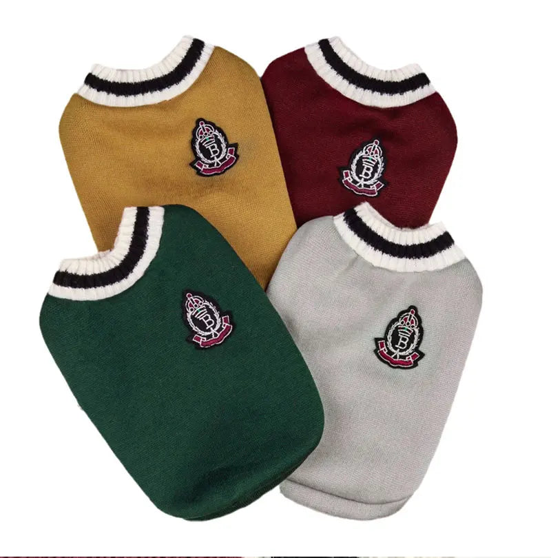 V-Neck Knit Dog Sweater
