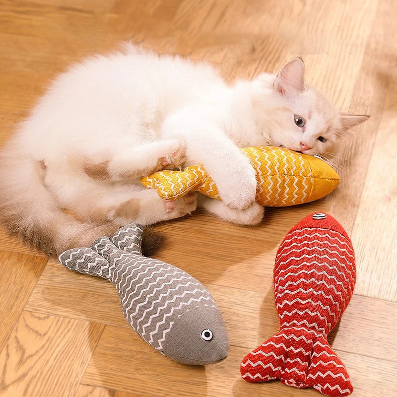 Interactive Fish Cat Toy Pillow