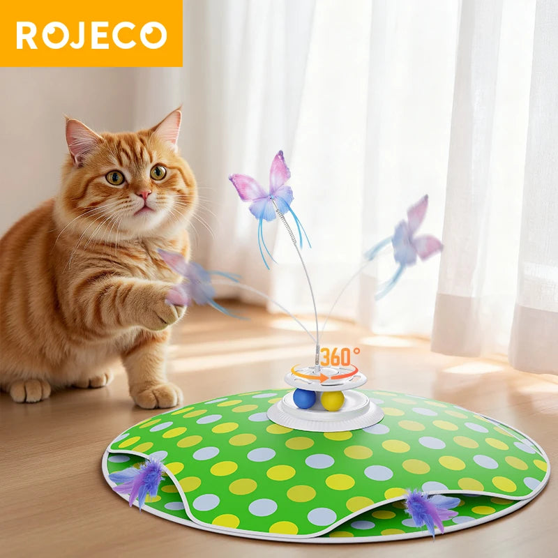 ROJECO Interactive Cat Toy with Feather & Butterfly