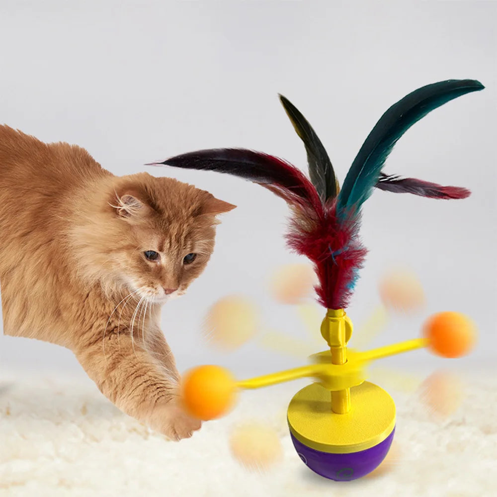 Cat Toy Set with Wand, Spinning Ball & Teaser Balls