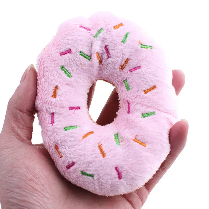 Plush Donut Dog Chew Toy