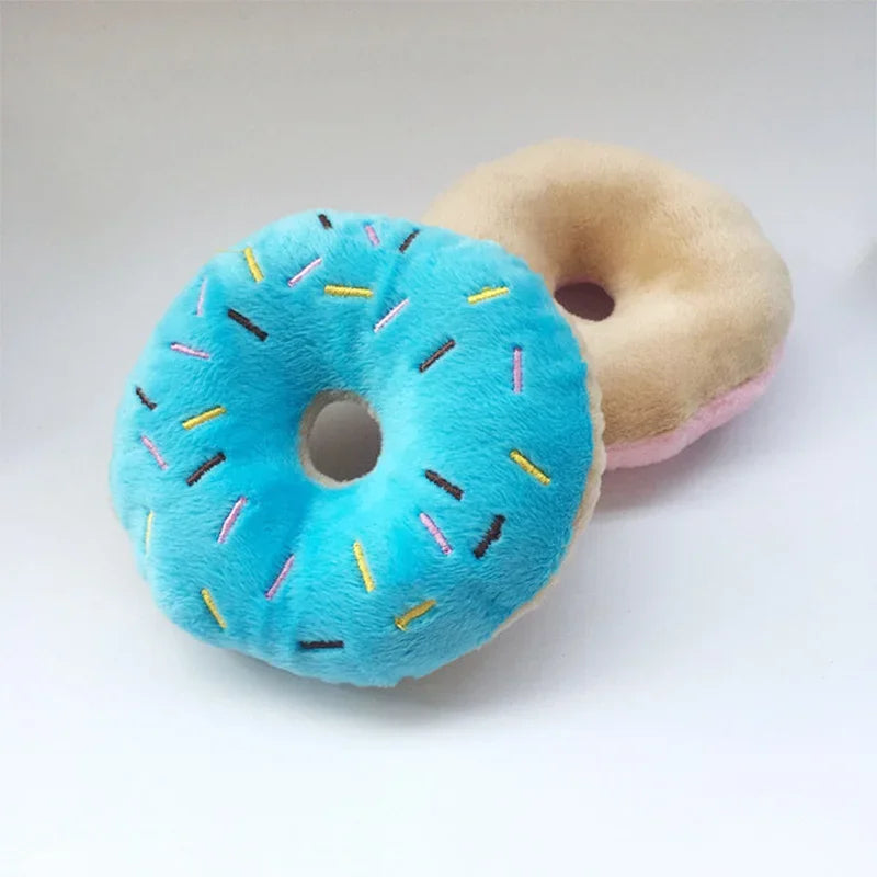 Plush Donut Dog Chew Toy