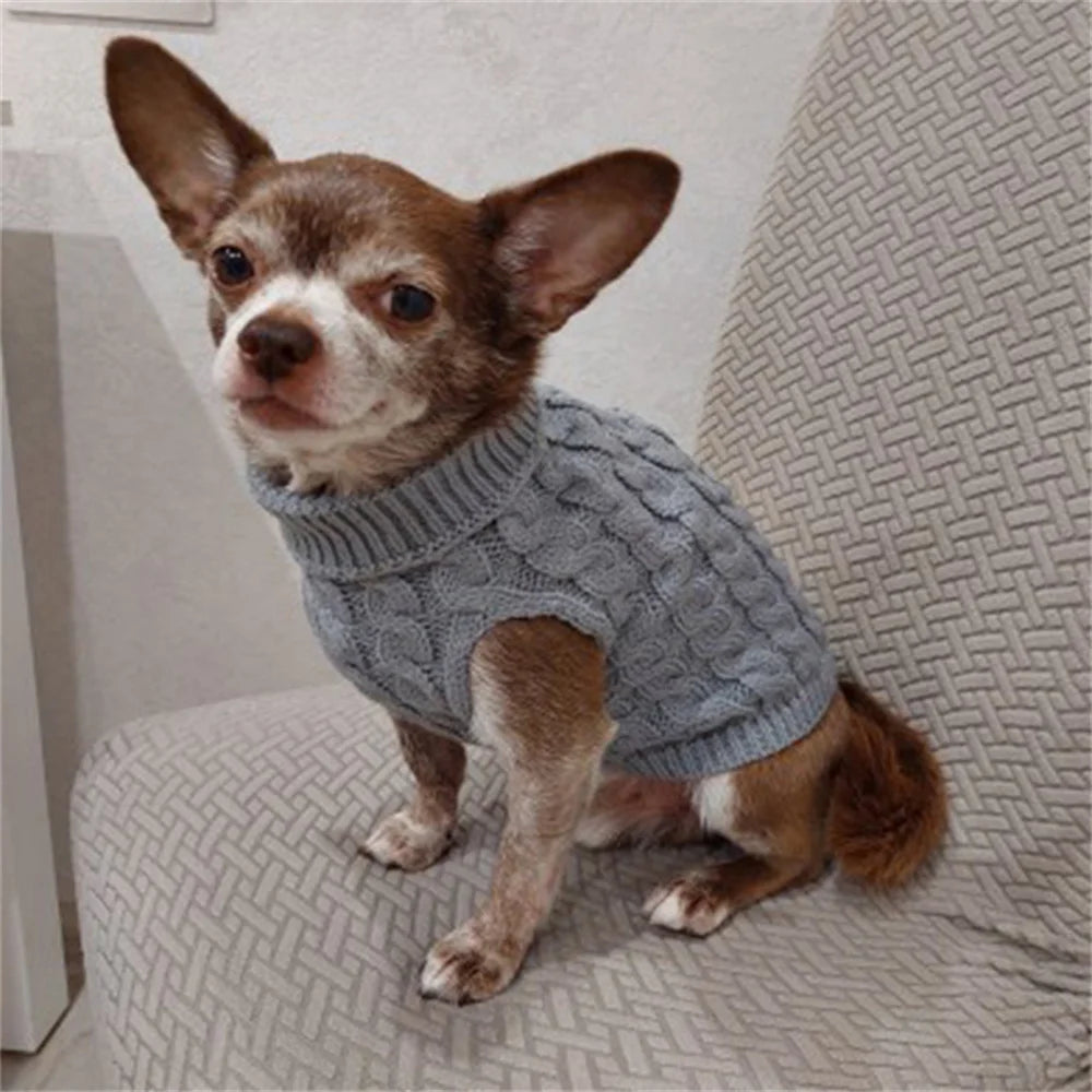 Classic Solid Knit Dog Sweater