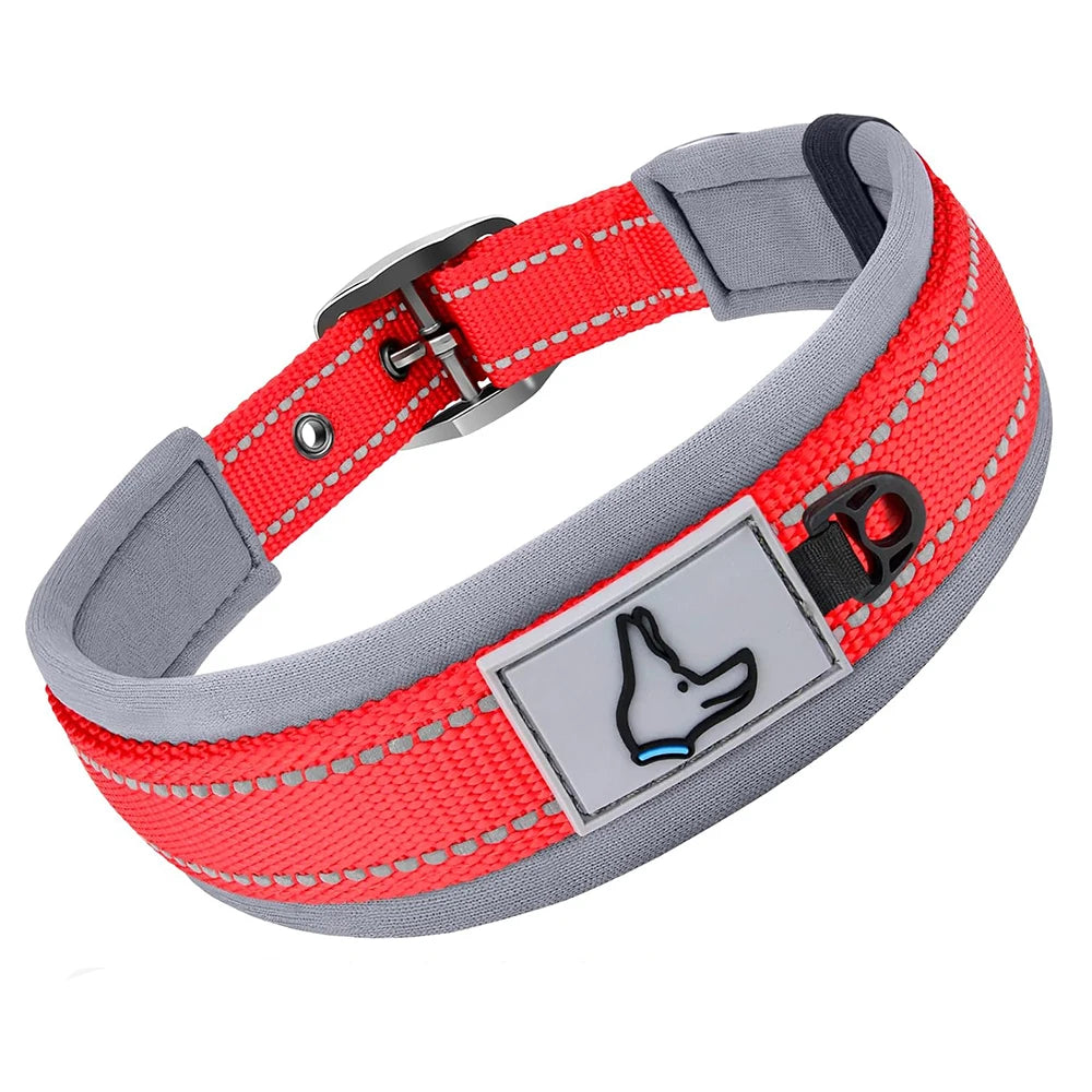 Padded Reflective Nylon Dog Collar